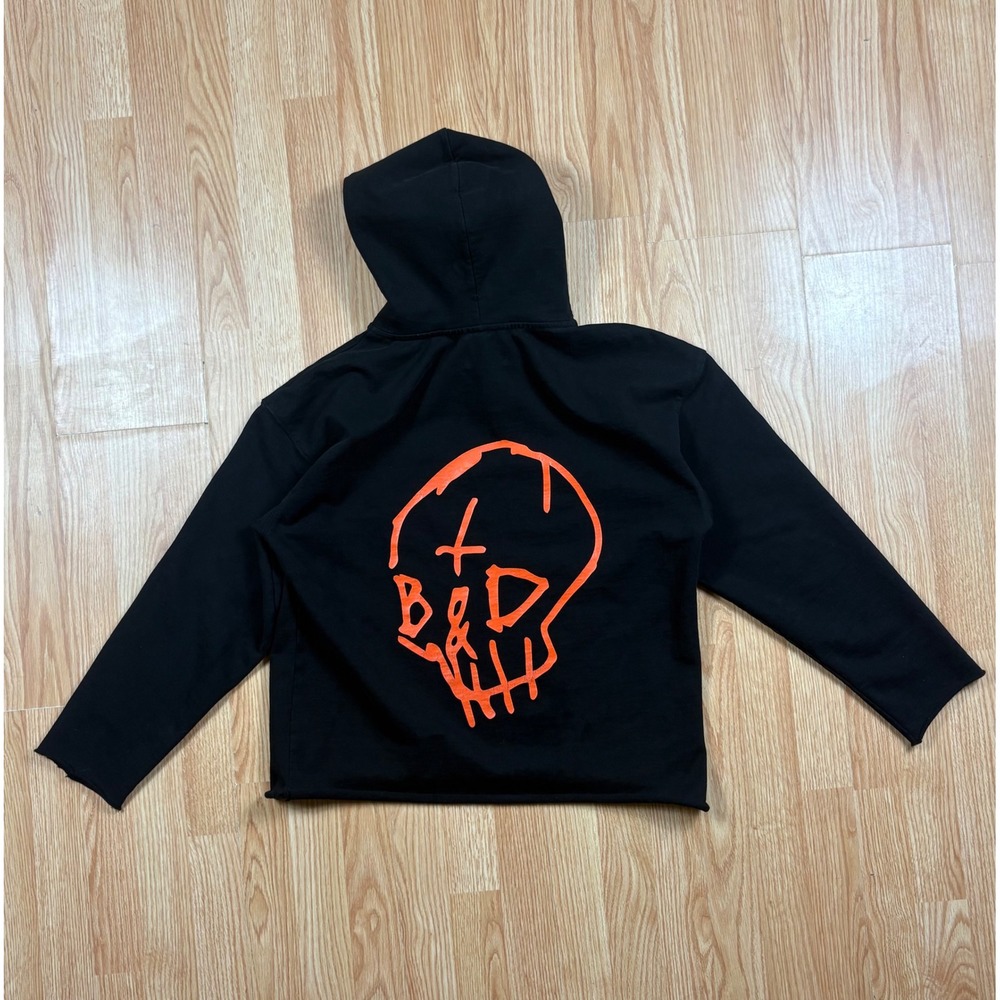 G-Eazy Signature Series Black Hoodie Orange Skull B&D Graphic Sweatshirt Medium